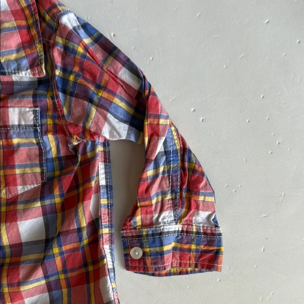 Carter's Multicolor Red, Blue, Yellow, & White Plaid Button-Down Boy Shirt 12 Mo